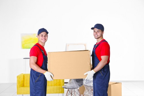 Packed household boxes ready for transport during a move