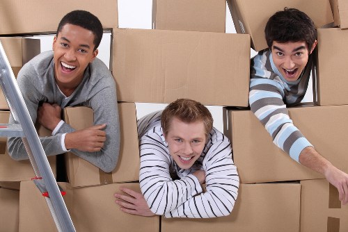 Careful loading of household items into a moving van