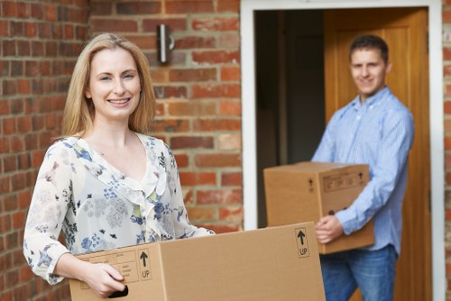 Moving boxes and furniture prepared for removals in Glasgow