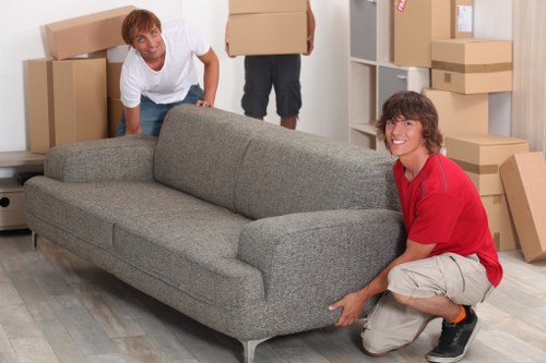 Packed boxes and moving equipment prepared for removals