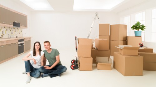 Packed boxes ready for removal van collection in Glasgow
