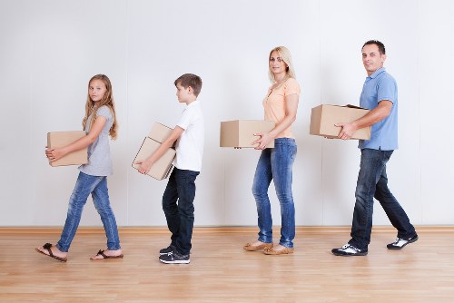 Loading boxes and furniture into a removal van in Glasgow